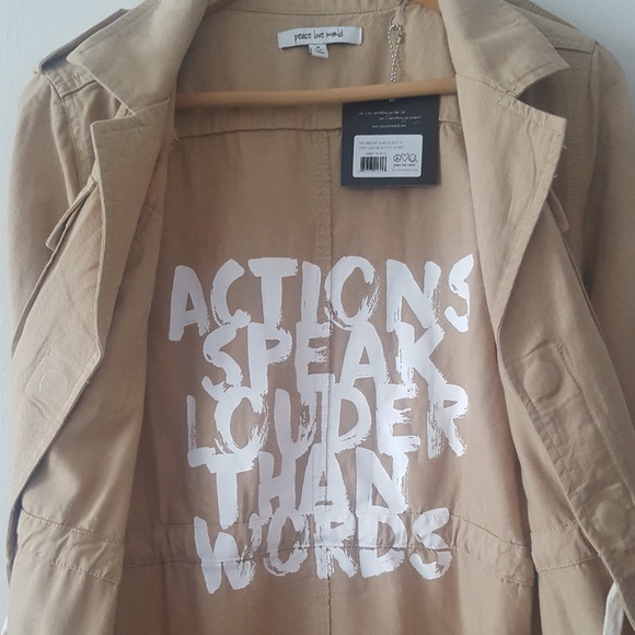 NWT PEACE ♥ WORLD "LOVE IS A VERB" JUSTINE JACKET - Picture 4 of 8